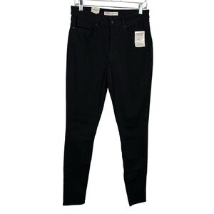 Signature Levi Strauss Black Super Stretch Denim High Rise Skinny Jeans 10 Long